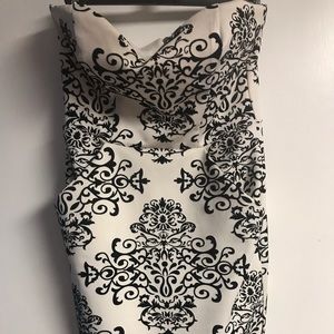 Cream and Suede Black Print Sleeveless Dress